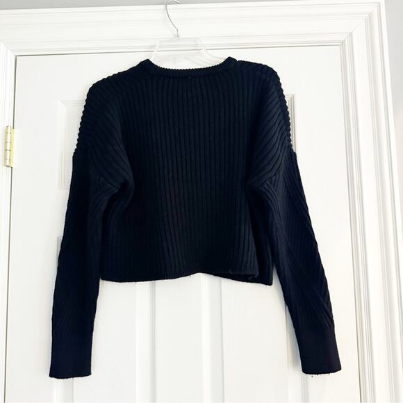 Express Ribbed Design Crew Neck Sweater Black Pullover Knit XS Long Sleeve 2022 - Picture 4 of 13